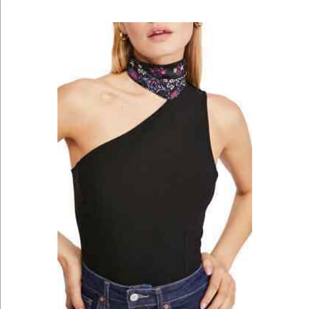 NWT Free People Caroline One Shoulder Top. Size XS, Color - Black.